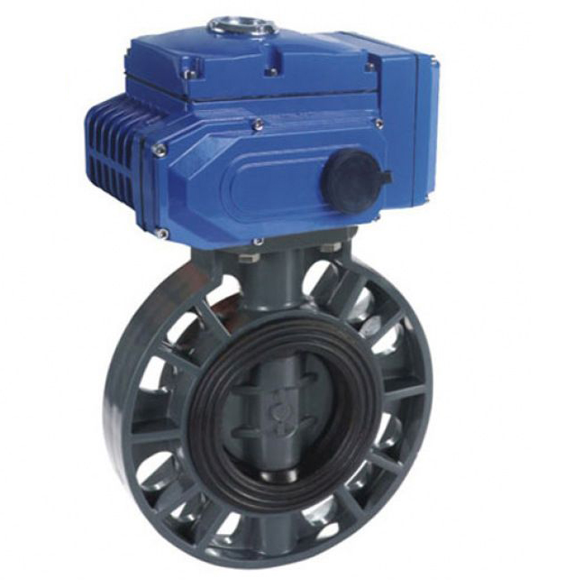 進（jìn）口（kǒu）電（diàn）動UPVC對夾蝶閥